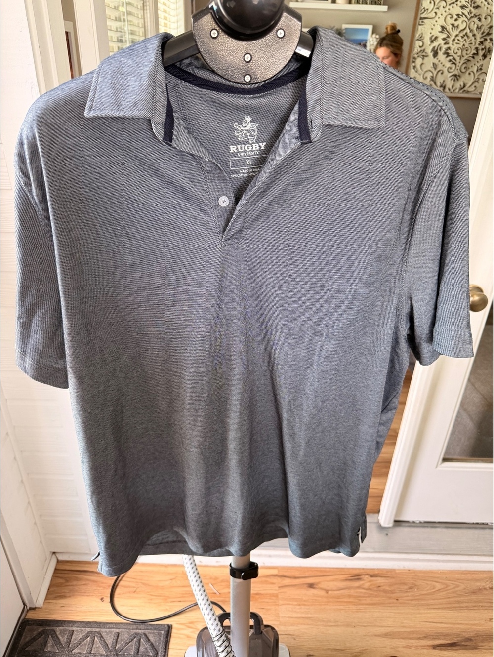 Rugby Men's Polo Shirt XL Gray Classic Fit Cotton
